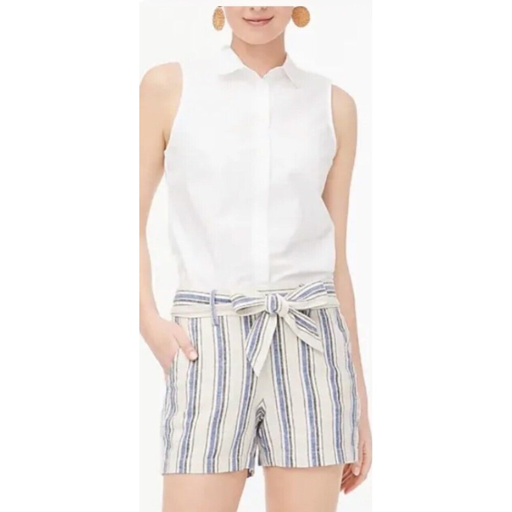 J. Crew Blue&White Striped Shorts Linen/Cotton Blend 4” Inseam Size XL
